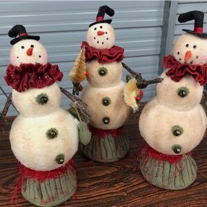 Set of 3~D&CC Felt Covered Styofoam Ball Snowmen Christmas Holiday Decorations